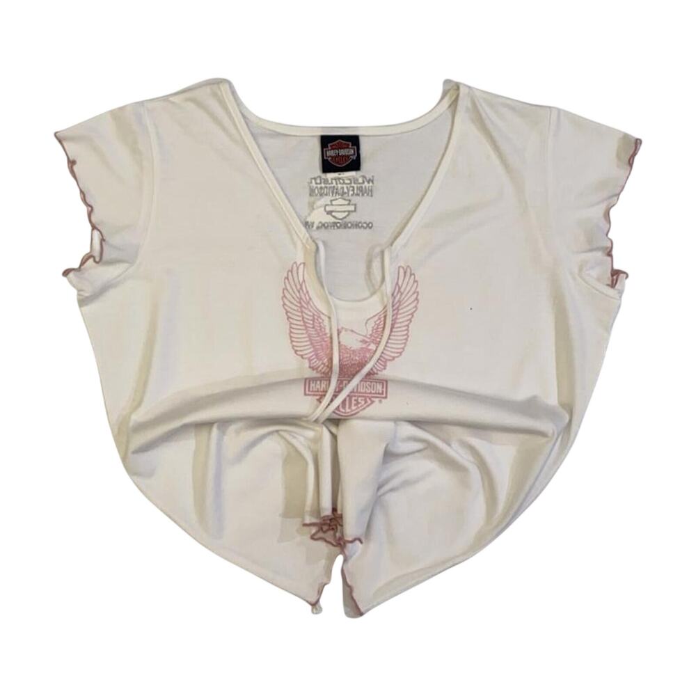 Harley Davidson Eagle Graphic Baby Doll T Shirt White XL
